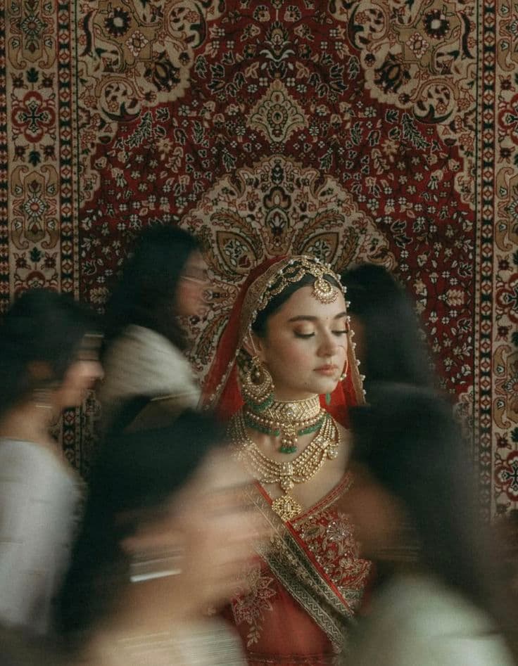 intimate Indian wedding bride in quiet stillness